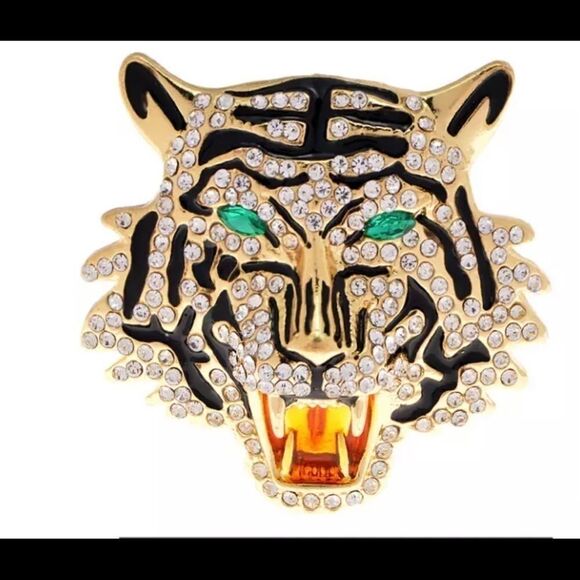 TIGER RHINESTONE BROOCH OR NECKLACE - Picture 1 of 3
